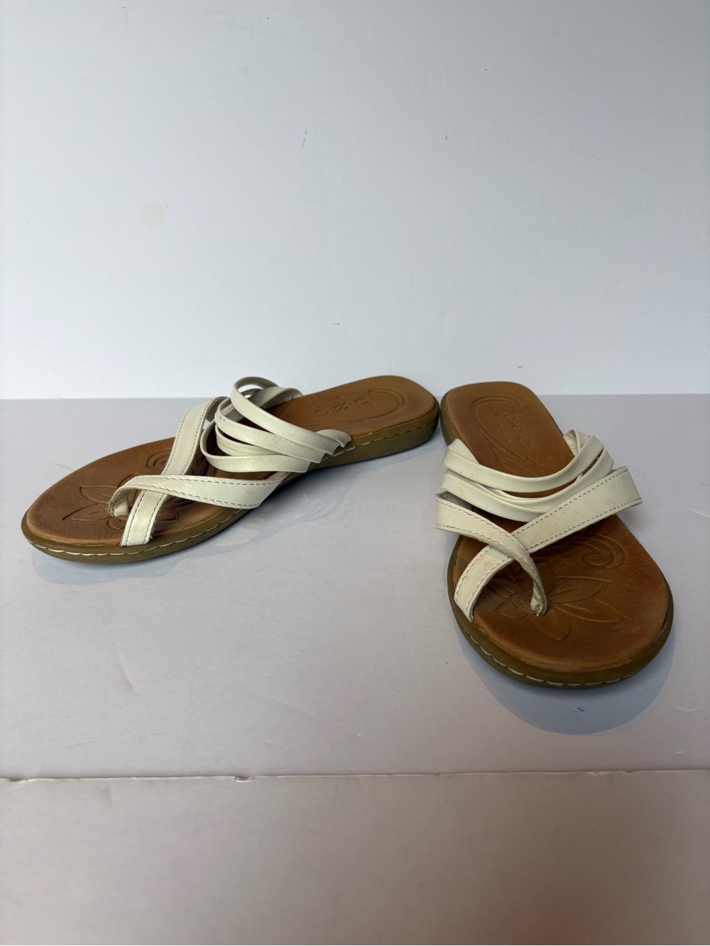 B.O.C. Women's Cream Strappy Thong Sandals Size 7M